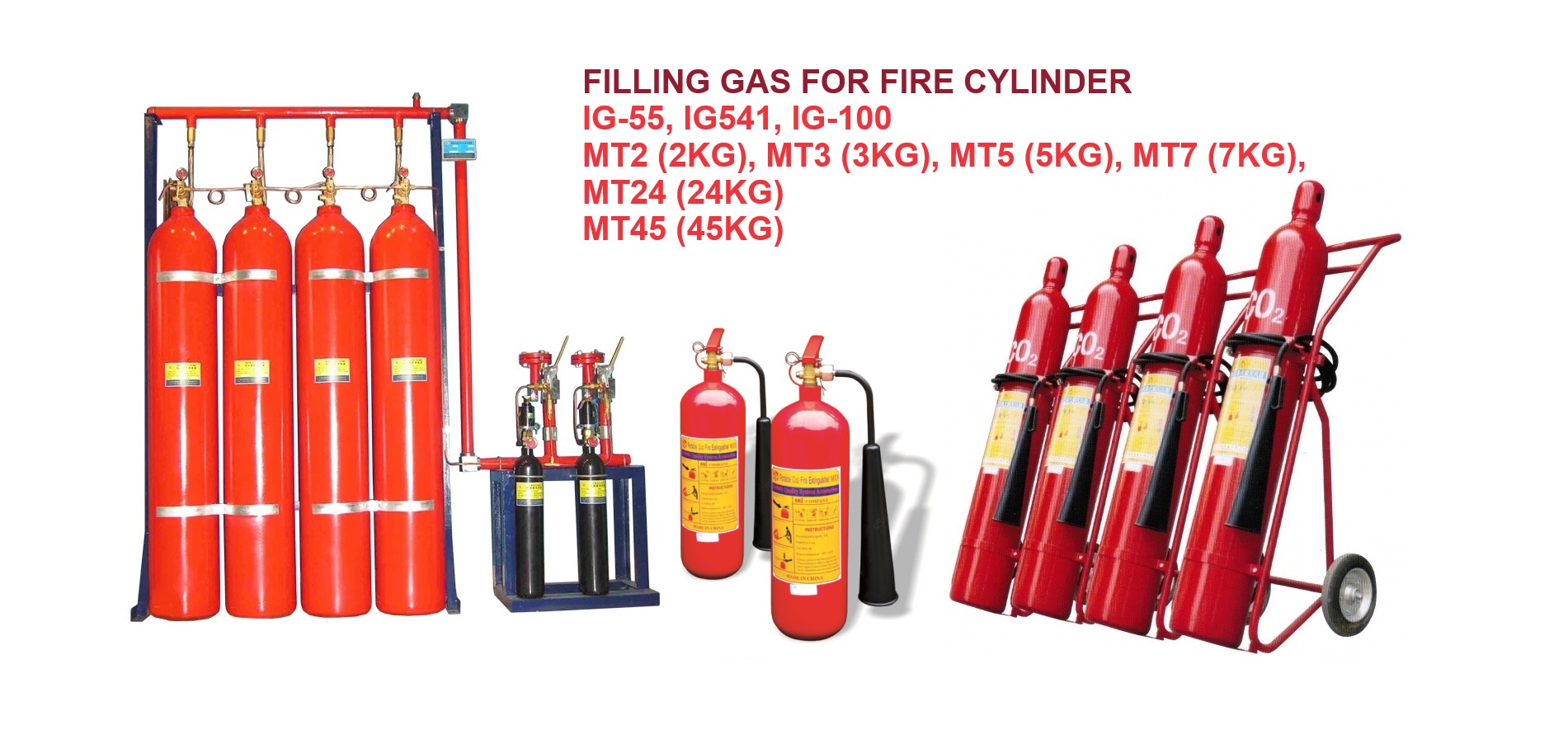 Bảng tổng hợp các sản phẩm khí chữa cháy cứu hỏa